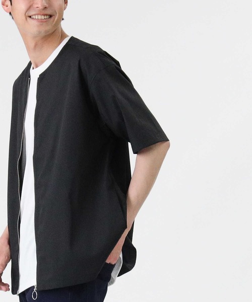 PLUS ONE（プラスワン）の「【PLUS ONE】半袖ノーカラーレイヤード（アンサンブル・メンズ・ブラック/ブルー/ベージュ・XL/L/M）」の8枚目の写真