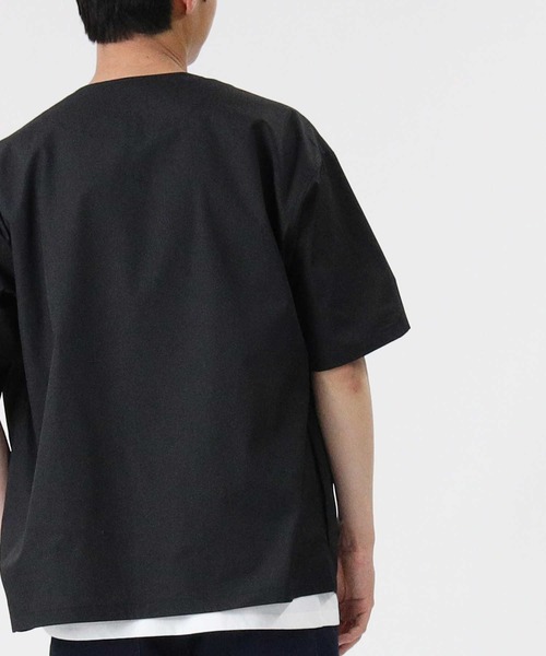 PLUS ONE（プラスワン）の「【PLUS ONE】半袖ノーカラーレイヤード（アンサンブル・メンズ・ブラック/ブルー/ベージュ・XL/L/M）」の9枚目の写真