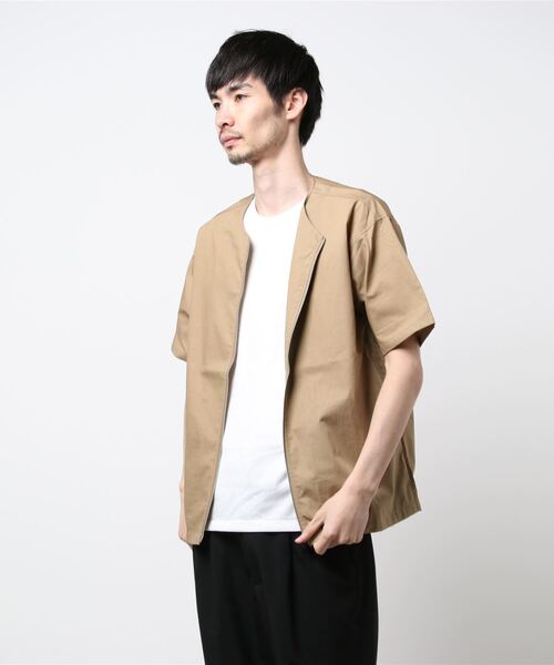 PLUS ONE（プラスワン）の「【PLUS ONE】半袖ノーカラーレイヤード（アンサンブル・メンズ・ブラック/ブルー/ベージュ・XL/L/M）」の15枚目の写真