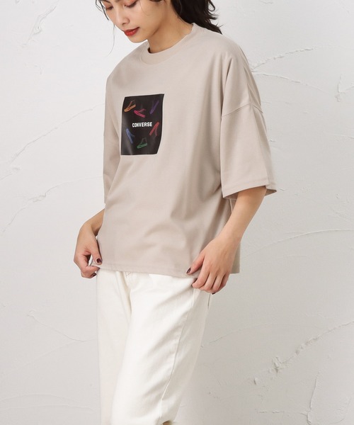 CONVERSE（コンバース）の「CONVERSE コンバース ALL STAR オールスター カラフル シューズプリント 半袖Tシャツ（Tシャツ/カットソー・レディース・ブラック/ベージュ/ホワイト・L/M）」の16枚目の写真