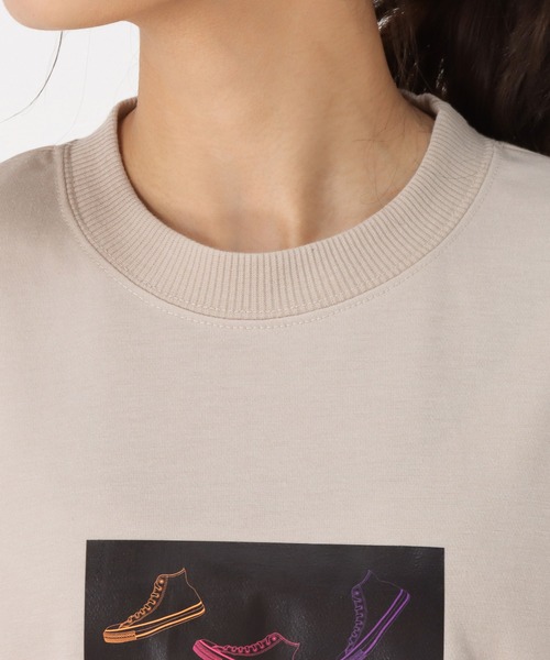 CONVERSE（コンバース）の「CONVERSE コンバース ALL STAR オールスター カラフル シューズプリント 半袖Tシャツ（Tシャツ/カットソー・レディース・ブラック/ベージュ/ホワイト・L/M）」の13枚目の写真