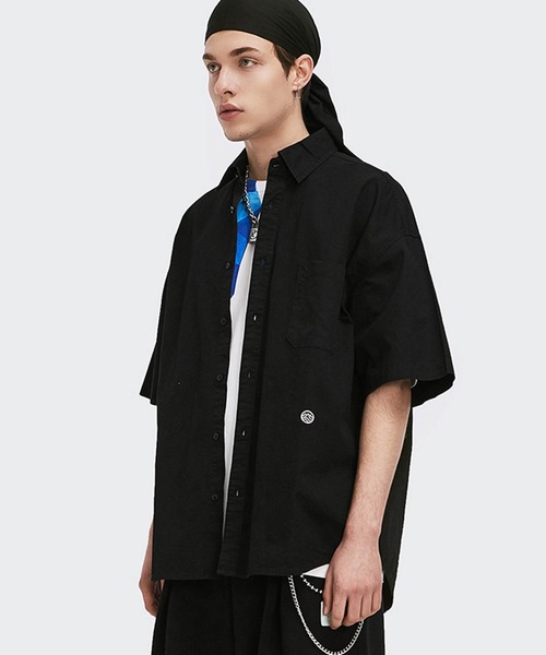 INFLATION（インフレーション）の「INFLATION(インフレーション)ハーフスリーブコットンシャツ（シャツ/ブラウス・メンズ・ブラック/グリーン/グレー/オフホワイト/ホワイト/ブルー・M/XL/L）」の19枚目の写真