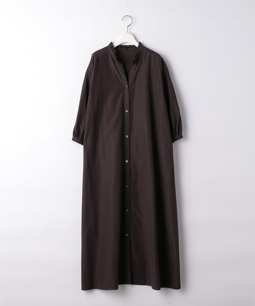 green label relaxing(グリーンレーベルリラクシング)の「FFC フリルカラー ギャザー ワンピース(ワンピース・レディース・ケリー/ダークグレー/ベージュ・FREE)」の15枚目の写真