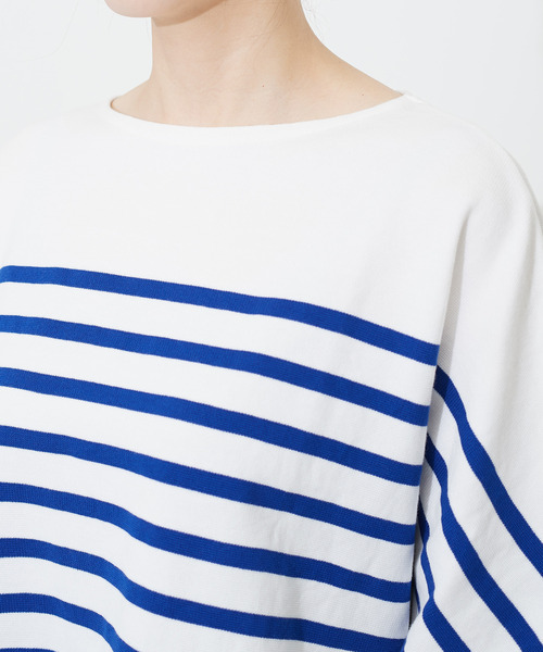 My Fav. CHILD WOMAN（マイファブチャイルドウーマン）の「【NET限定巾着バッグ付き】ラッセルパネルボーダーゆる半袖チュニック（Tシャツ/カットソー・レディース・ブルー・FREE）」の16枚目の写真