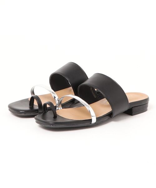 Green　Parks（グリーンパークス）の「・メタリックアクセントサンダル＊（サンダル・レディース・アイボリー/グレイッシュベージュ/ブラック/パイソン・L/M）」の15枚目の写真