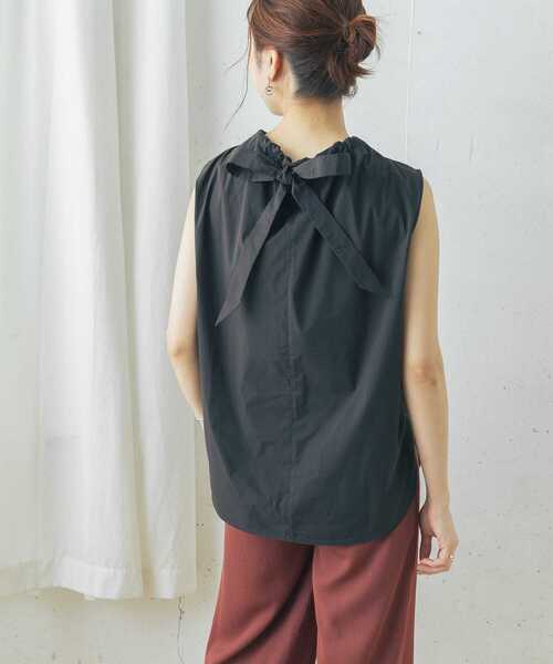 URBAN RESEARCH ROSSO WOMEN（アーバンリサーチ　ロッソ）の「バックリボンギャザーブラウス（シャツ/ブラウス・レディース・チャコールグレー/オレンジ/ライトベージュ・FREE）」の15枚目の写真