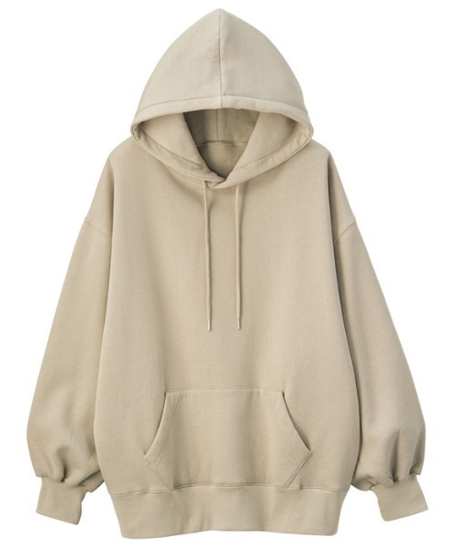 GeeRA（ジーラ）の「綿混裏起毛ビッグシルエットパーカー（パーカー・レディース・チャコール/ブラック/パープル/ベージュ/グリーン/ピンク/ダークグリーン・S/M/L/XL/XX-LARGE）」の14枚目の写真