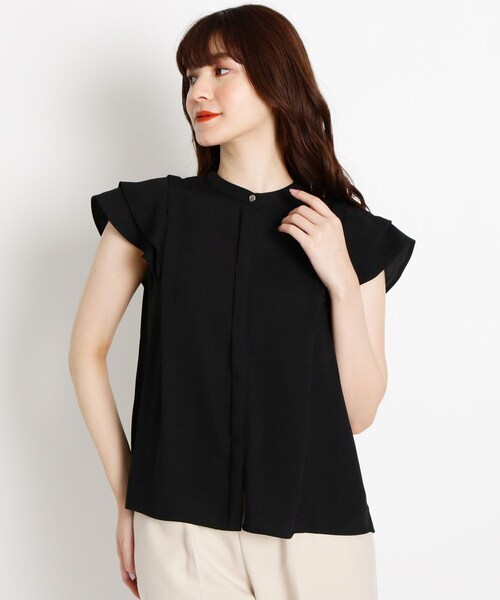 LOUDMOUTH フリル付き黒シャツ 定価12100円(税込) N.HOOLYWOOD - HALF SLEEVE SHIRT (CHARCOAL)【2221-SH12-098