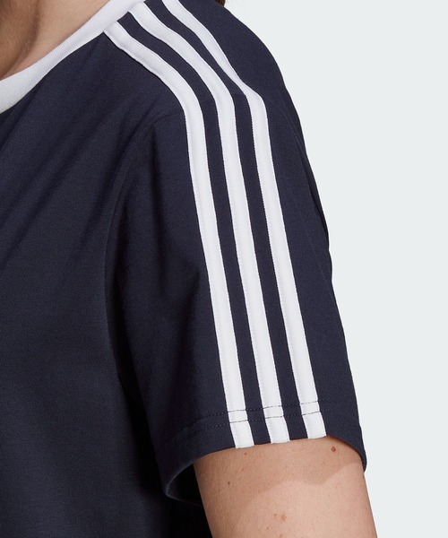 adidas ストライプ Tシャツ ホワイト/ネイビー アディカラー クラシックス スリーストライプス 長袖Tシャツ