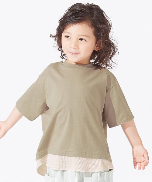 BREEZE（ブリーズ）の「レイヤード風Tシャツ（Tシャツ/カットソー・キッズ・オレンジ/ベージュ/オフホワイト/サックスブルー・100/110/120/130/90/140/150）」の2枚目の写真