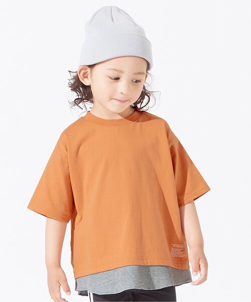 BREEZE（ブリーズ）の「レイヤード風Tシャツ（Tシャツ/カットソー・キッズ・オレンジ/ベージュ/オフホワイト/サックスブルー・100/110/120/130/90/140/150）」の4枚目の写真
