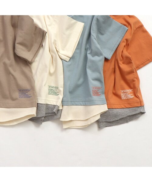 BREEZE（ブリーズ）の「レイヤード風Tシャツ（Tシャツ/カットソー・キッズ・オレンジ/ベージュ/オフホワイト/サックスブルー・100/110/120/130/90/140/150）」の19枚目の写真