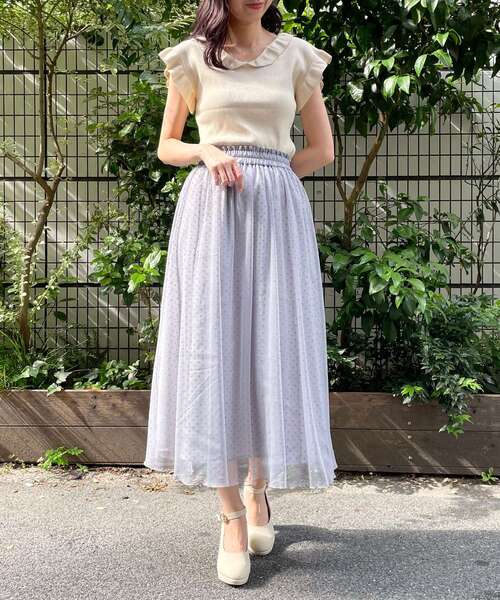 MAJESTIC LEGON(マジェスティックレゴン)の「フリルレディニット(ニット/セーター・レディース・ブラウン/アイボリー/パープル・MEDIUM)」の7枚目の写真