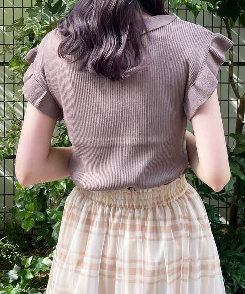 MAJESTIC LEGON(マジェスティックレゴン)の「フリルレディニット(ニット/セーター・レディース・ブラウン/アイボリー/パープル・MEDIUM)」の11枚目の写真