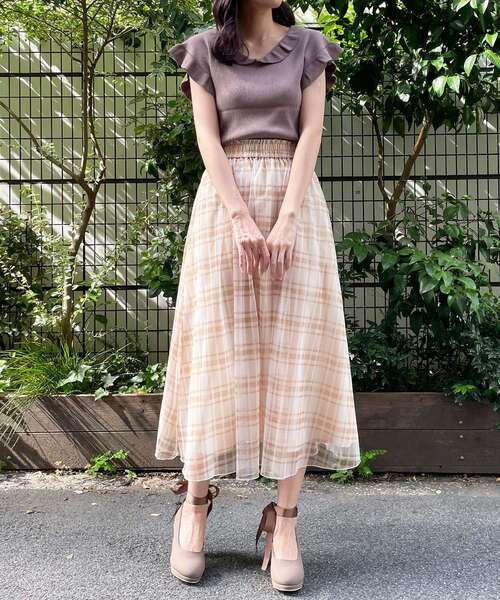 MAJESTIC LEGON(マジェスティックレゴン)の「フリルレディニット(ニット/セーター・レディース・ブラウン/アイボリー/パープル・MEDIUM)」の13枚目の写真