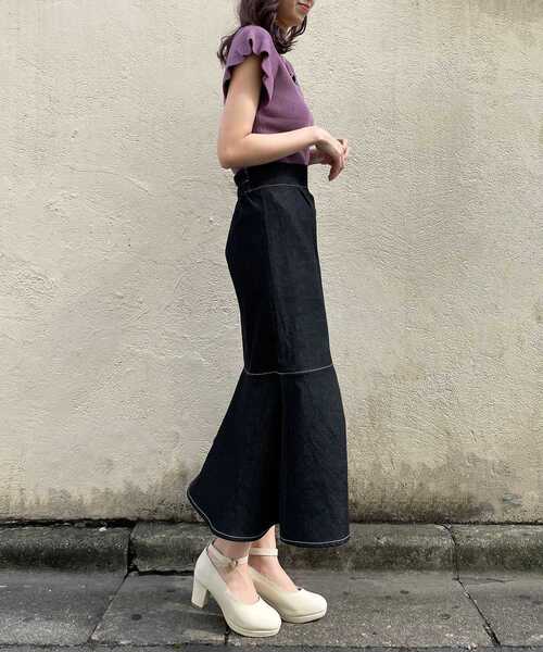 MAJESTIC LEGON(マジェスティックレゴン)の「フリルレディニット(ニット/セーター・レディース・ブラウン/アイボリー/パープル・MEDIUM)」の20枚目の写真