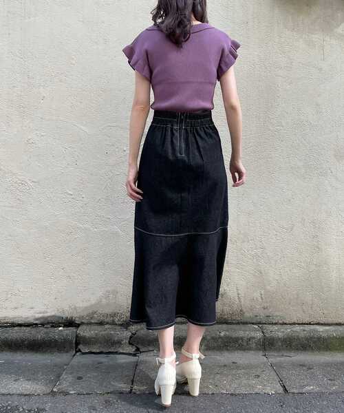 MAJESTIC LEGON(マジェスティックレゴン)の「フリルレディニット(ニット/セーター・レディース・ブラウン/アイボリー/パープル・MEDIUM)」の21枚目の写真