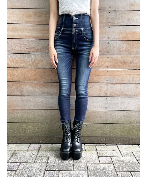 ENVYM（アンビー）の「ハイウエストスキニーＰＴ（デニムパンツ・レディース・インディゴブルー・M/S/XS）」の9枚目の写真