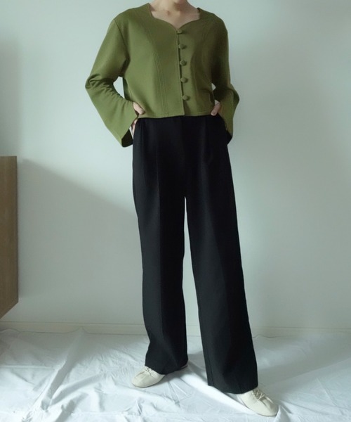 anown(アノン)の「ハートネックショート丈ジャケット【コンテンポラリーダンサー水村里奈×anown 限定コラボ】(ノーカラージャケット・レディース・ブラック/ブラウン/カーキ・FREE)」の12枚目の写真