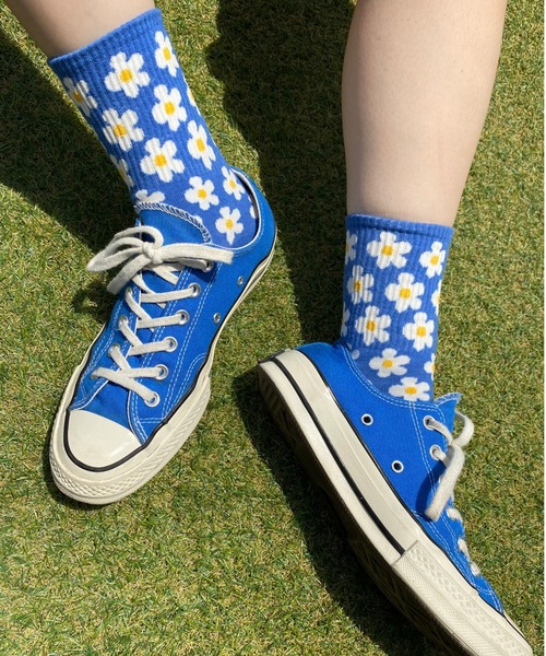 WC(ダブル シー)の「フラワーパターンソックス(ソックス/靴下・レディース・グリーン/ブルー/ブラック/パープル/ホワイト/ピンク/グレー/パープル系その他/ベージュ・FREE)」の7枚目の写真