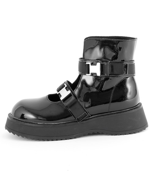 Figments（フィグメンツ）の「ストラップエナメルブーツ（ブーツ・レディース・ホワイト/ブラック・SMALL/MEDIUM）」の5枚目の写真