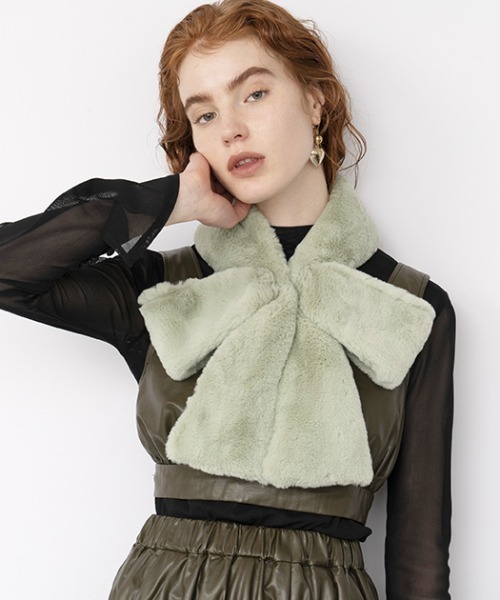 Casselini（キャセリーニ）の「Casselini(キャセリーニ)リボンティペット（マフラー・レディース・ブラック/グリーン/その他/その他1/レオパード・FREE）」の3枚目の写真