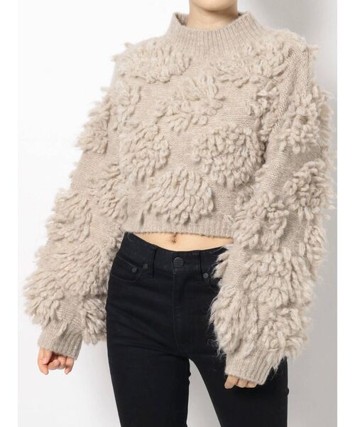 MURUA（ムルーア）の「ボンボンループニット（ニット/セーター・レディース・ブラウン/アイボリー・FREE）」の5枚目の写真