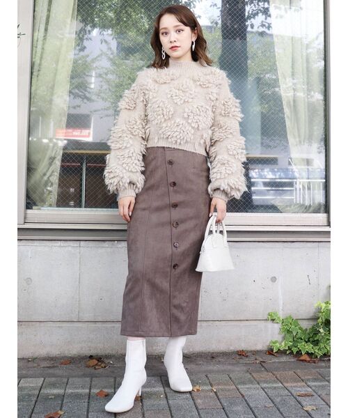 MURUA（ムルーア）の「ボンボンループニット（ニット/セーター・レディース・ブラウン/アイボリー・FREE）」の10枚目の写真