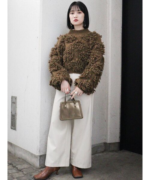 MURUA（ムルーア）の「ボンボンループニット（ニット/セーター・レディース・ブラウン/アイボリー・FREE）」の12枚目の写真