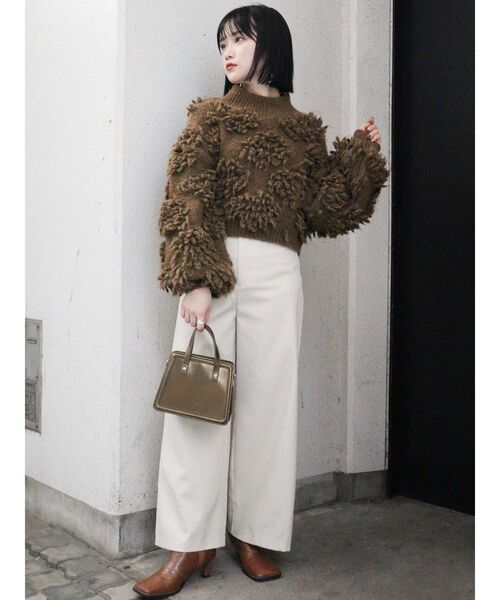 MURUA（ムルーア）の「ボンボンループニット（ニット/セーター・レディース・ブラウン/アイボリー・FREE）」の13枚目の写真