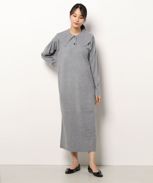 LOWRYS FARM（ローリーズファーム）の「ニットエリツキワンピース　959957（ワンピース・レディース・ブラック/ブラウン/グレー・FREE）」の6枚目の写真