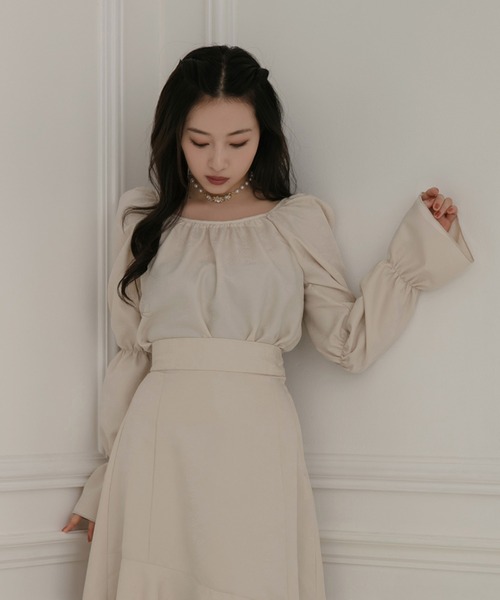 ANDGEEBEE（アンジービー）の「ジャガードパフスリーブトップス（その他トップス・レディース・ベージュ/ブラック・MEDIUM）」の8枚目の写真