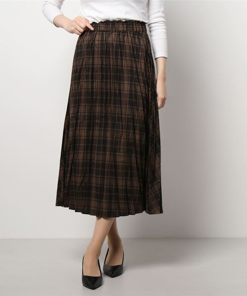 Samansa Mos2 blue（サマンサモスモスブルー）の「チェックプリーツスカート（スカート・レディース・ベージュ/ブラウン/グリーン・ﾌﾘ-）」の8枚目の写真