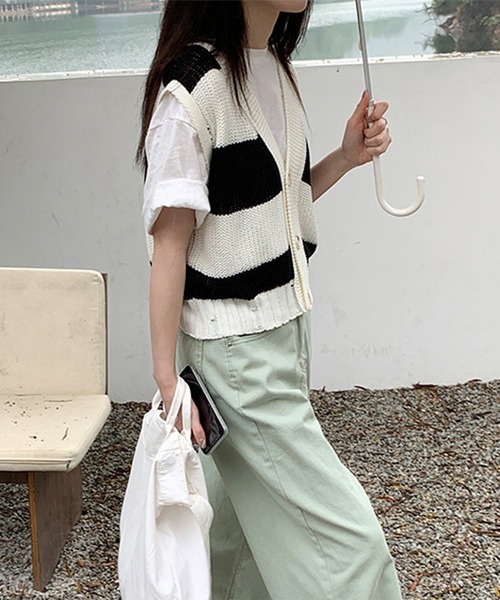 MAISON DE THERESE(メゾン ド テレーズ)の「バイカラー Vネックニットベスト(ベスト・レディース・グリーン/ブラック・FREE)」の19枚目の写真