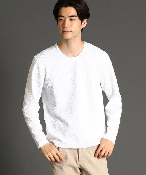 NICOLE CLUB FOR MEN（ニコルクラブフォーメン）の「【21年モデル】ジオメトリックブリスタージャカードカットソー（Tシャツ/カットソー・メンズ・ブラック系その他/オフホワイト/レッド系その他/ブラック/ホワイト系その他・LARGE/X-LARGE/MEDIUM）」の2枚目の写真