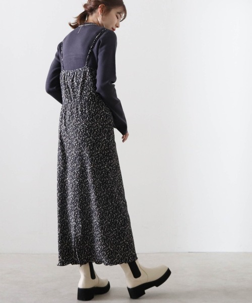 Cheek（チーク）の「花柄ベロアプリーツキャミワンピース＋リブハイネックニットセット（ワンピース・レディース・グレイッシュベージュ/チャコールグレー/ブラウン・FREE）」の11枚目の写真