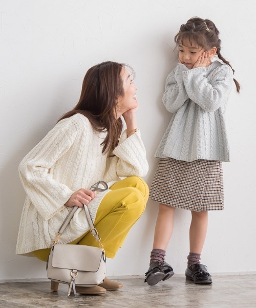 lulpini(ルルピー二)の「kids ケーブルAラインニット(ニット/セーター・キッズ・アイボリー/シルバーグレー/ラベンダー・S/M/L)」の1枚目の写真