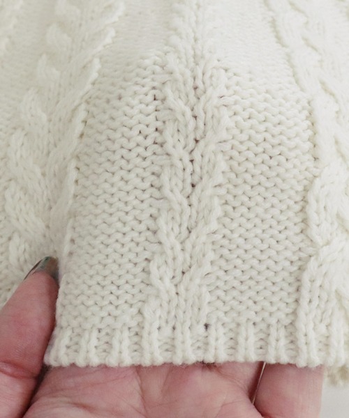 lulpini(ルルピー二)の「kids ケーブルAラインニット(ニット/セーター・キッズ・アイボリー/シルバーグレー/ラベンダー・S/M/L)」の16枚目の写真