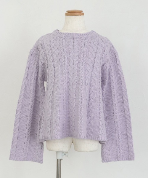 lulpini(ルルピー二)の「kids ケーブルAラインニット(ニット/セーター・キッズ・アイボリー/シルバーグレー/ラベンダー・S/M/L)」の21枚目の写真