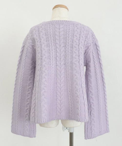 lulpini(ルルピー二)の「kids ケーブルAラインニット(ニット/セーター・キッズ・アイボリー/シルバーグレー/ラベンダー・S/M/L)」の19枚目の写真