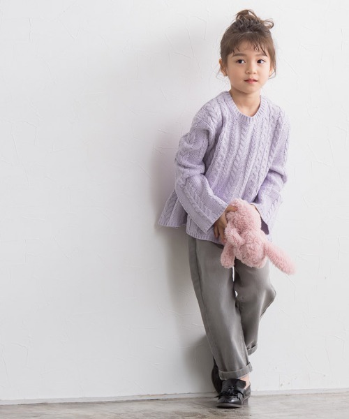 lulpini(ルルピー二)の「kids ケーブルAラインニット(ニット/セーター・キッズ・アイボリー/シルバーグレー/ラベンダー・S/M/L)」の17枚目の写真