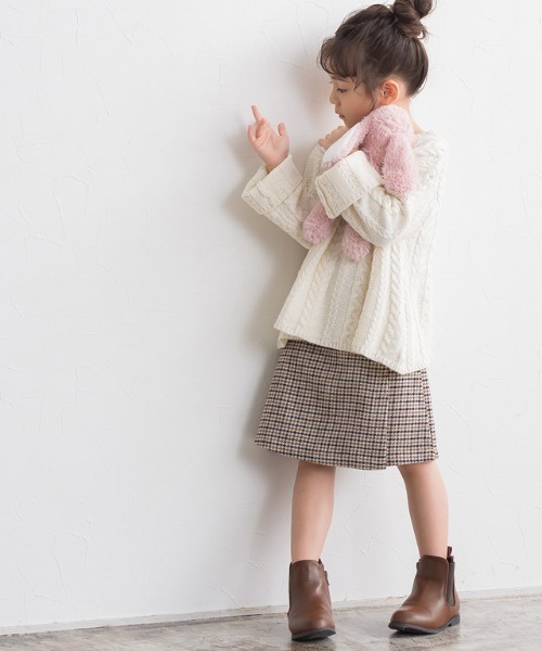 lulpini(ルルピー二)の「kids ケーブルAラインニット(ニット/セーター・キッズ・アイボリー/シルバーグレー/ラベンダー・S/M/L)」の10枚目の写真