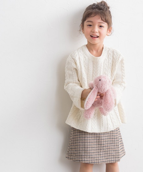 lulpini(ルルピー二)の「kids ケーブルAラインニット(ニット/セーター・キッズ・アイボリー/シルバーグレー/ラベンダー・S/M/L)」の20枚目の写真