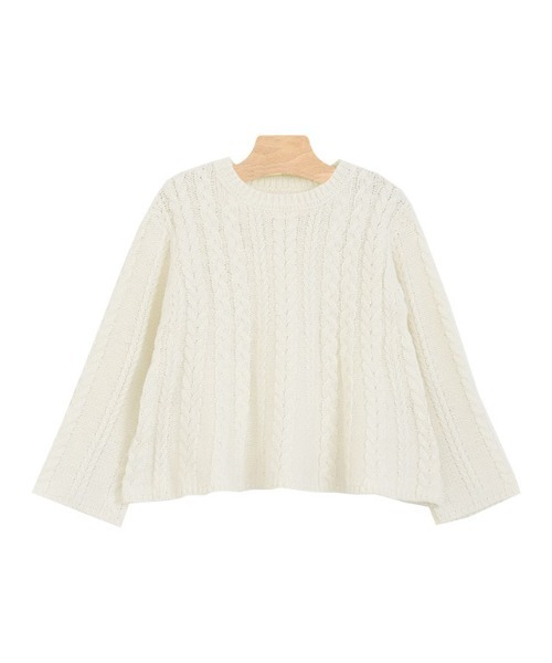 lulpini(ルルピー二)の「kids ケーブルAラインニット(ニット/セーター・キッズ・アイボリー/シルバーグレー/ラベンダー・S/M/L)」の9枚目の写真