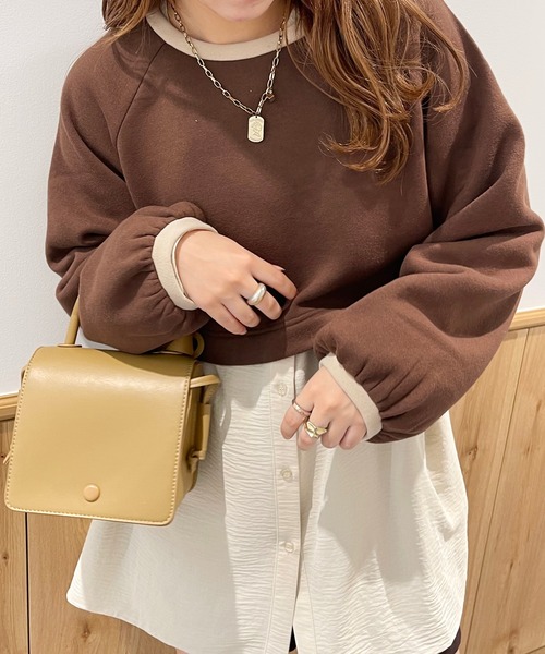 apres jour clair(アプレジュールクレア)の「【apres jour clair】バイカラーショートスウェット(スウェット・レディース・ネイビー/ブラウン系その他/モカ・X-LARGE/フリー)」の19枚目の写真