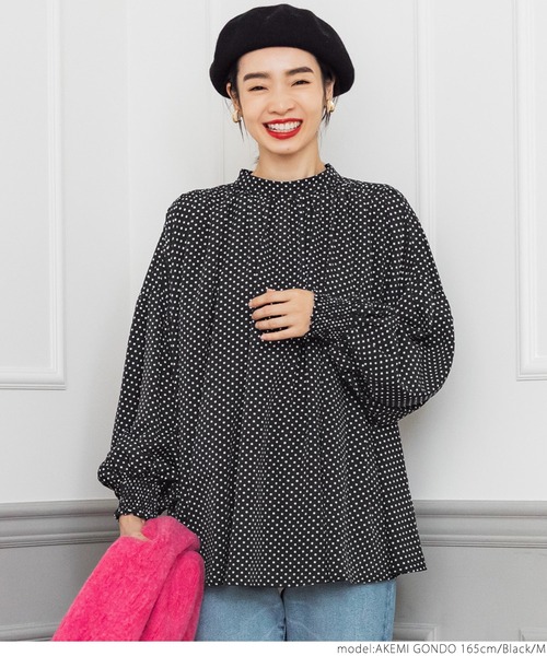coca（coca）（コカ）の「ドット柄ボリュームスリーブブラウス（シャツ/ブラウス・レディース・ブラック・M/L）」の5枚目の写真