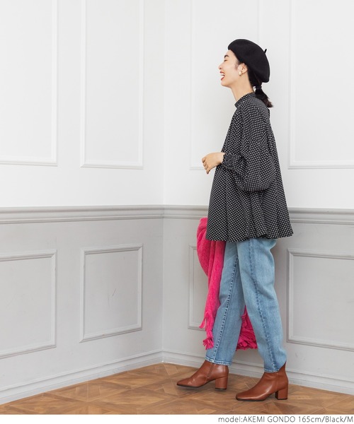 coca（coca）（コカ）の「ドット柄ボリュームスリーブブラウス（シャツ/ブラウス・レディース・ブラック・M/L）」の6枚目の写真