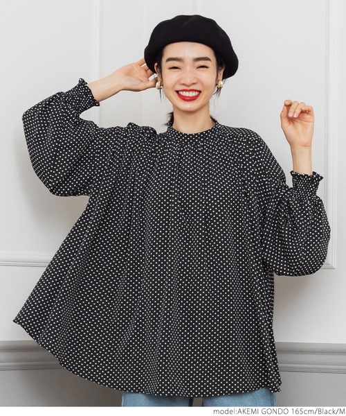 coca（coca）（コカ）の「ドット柄ボリュームスリーブブラウス（シャツ/ブラウス・レディース・ブラック・M/L）」の7枚目の写真