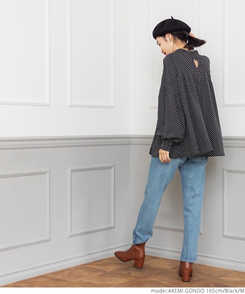 coca（coca）（コカ）の「ドット柄ボリュームスリーブブラウス（シャツ/ブラウス・レディース・ブラック・M/L）」の9枚目の写真