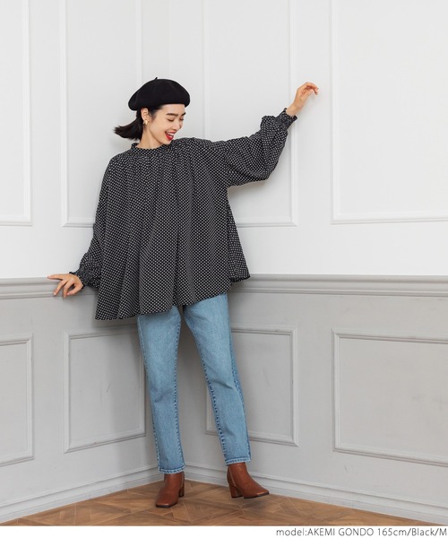 coca（coca）（コカ）の「ドット柄ボリュームスリーブブラウス（シャツ/ブラウス・レディース・ブラック・M/L）」の10枚目の写真